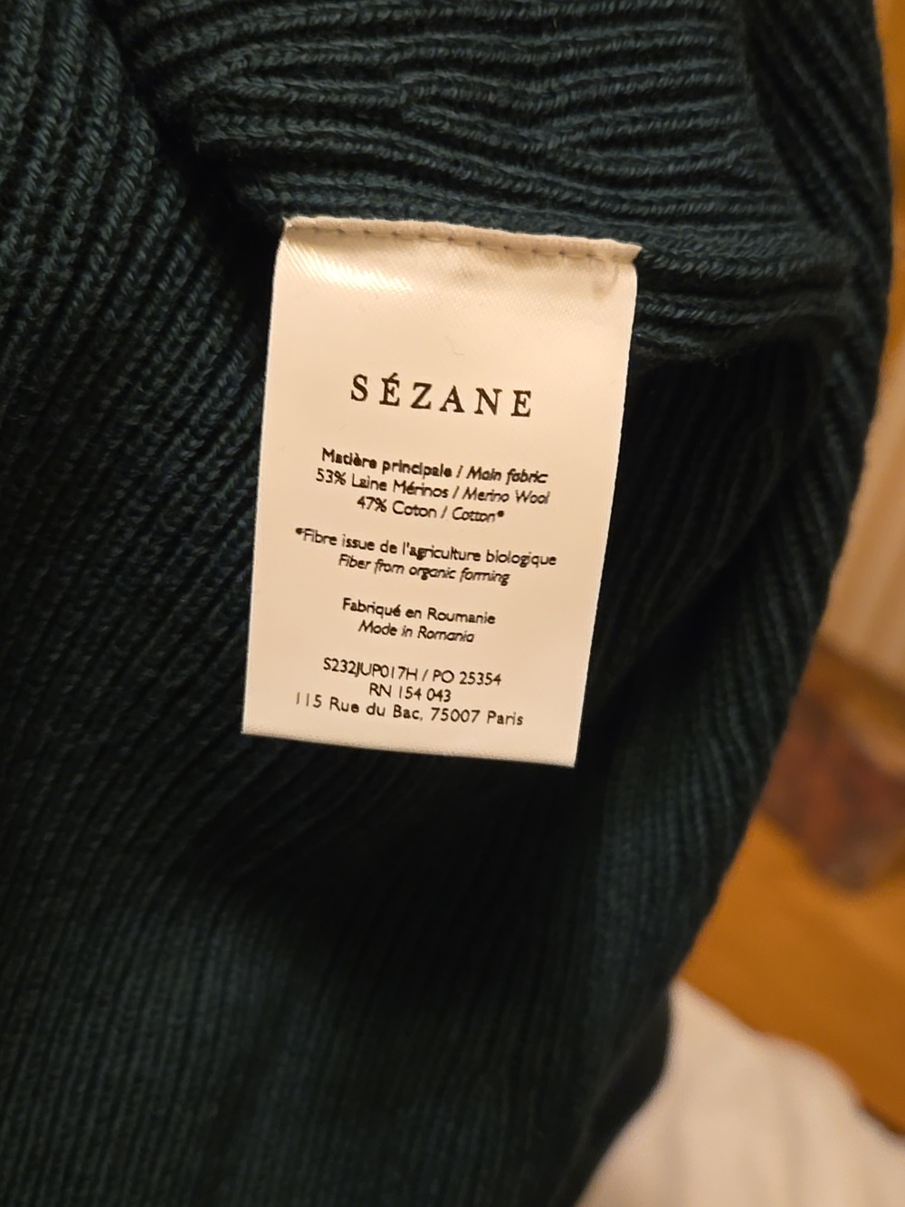 Sezane Naelle Merino Wool/ Organic Cotton Bottle Green Midi Skirt - Picture 8 of 9